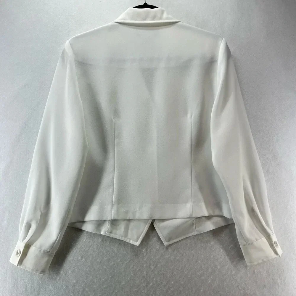 Appleseed's Blazer Womens Size 6P Notch Single Breasted Long Sleeve White - Picture 4 of 10